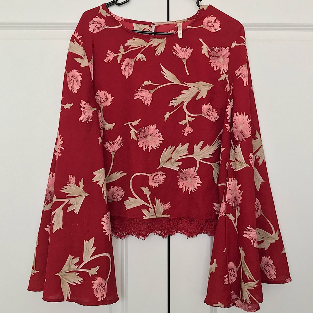 Burgundy Floral Blouse